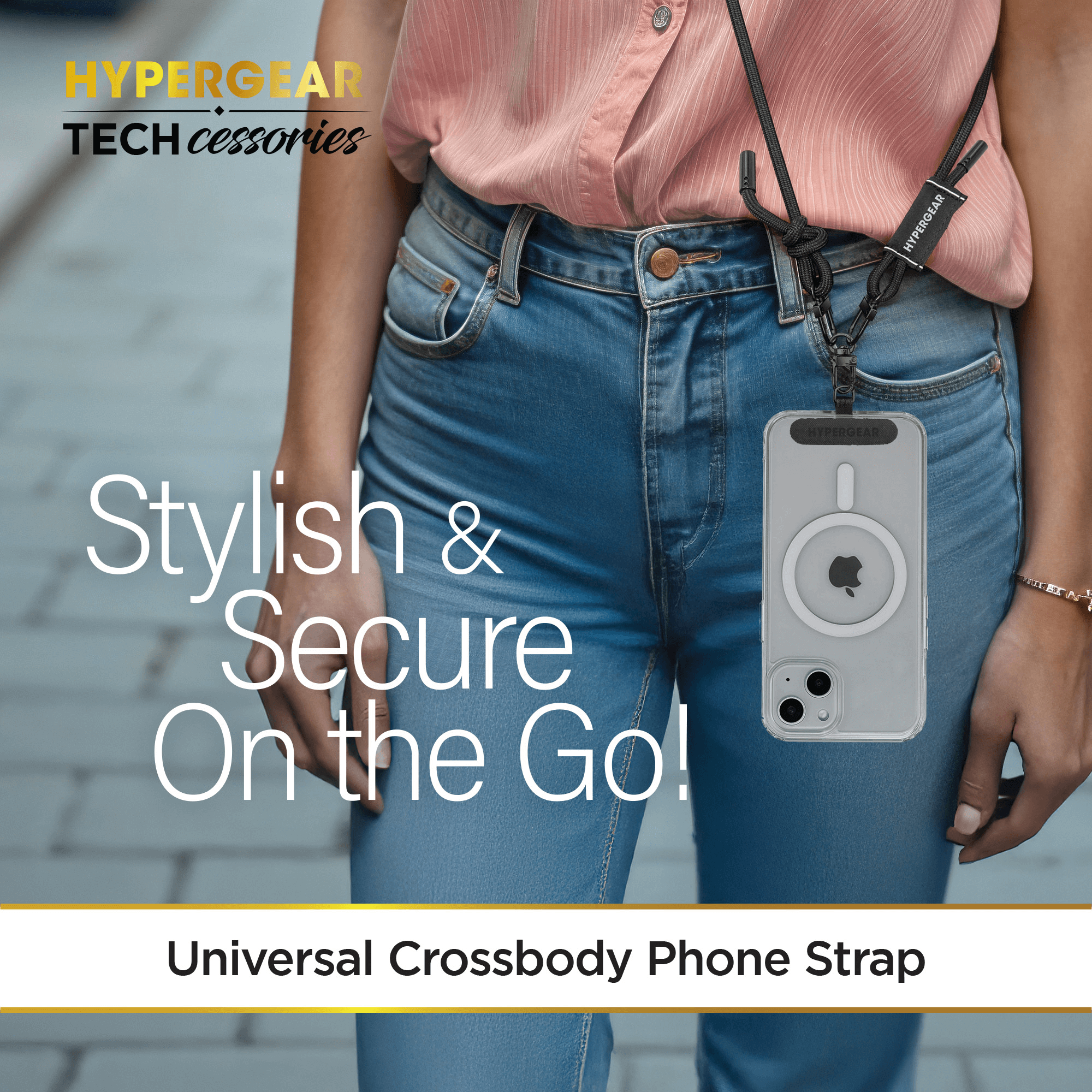 HyperGear TECHcessories Black Braided Rope Universal Crossbody Phone Strap Jupiter Gear Home
