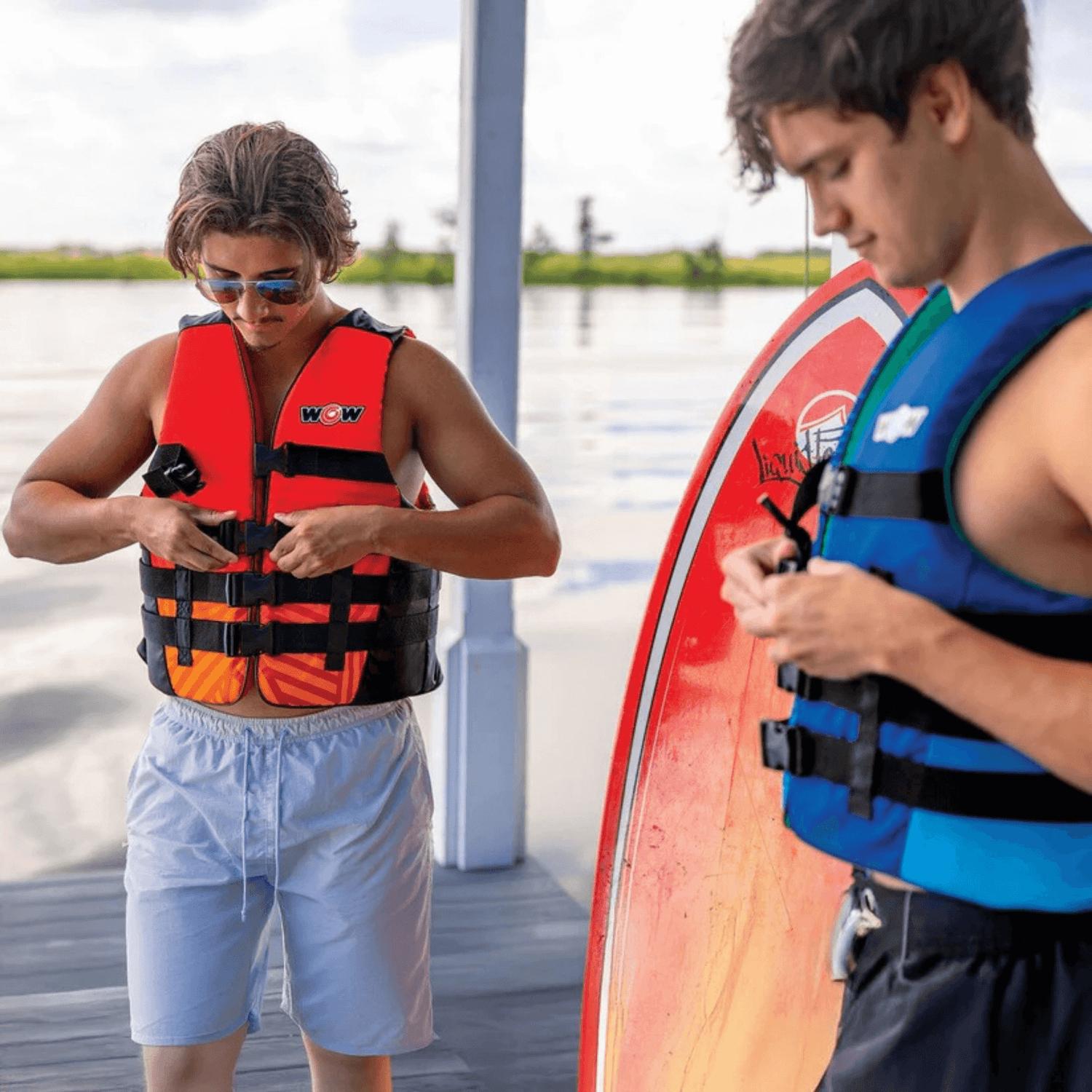 WOW Watersports Vis-Wave Adult Life Vest Blue Jupiter Gear Home