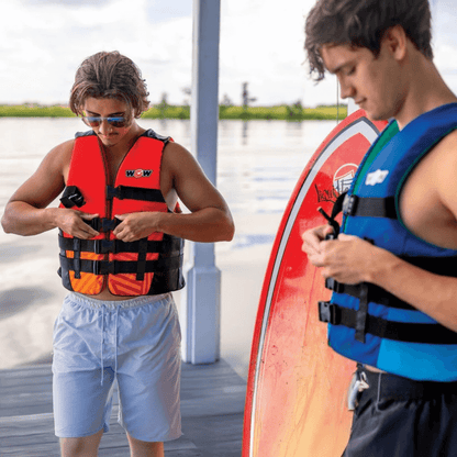 WOW Watersports Vis-Wave Adult Life Vest Blue Jupiter Gear Home