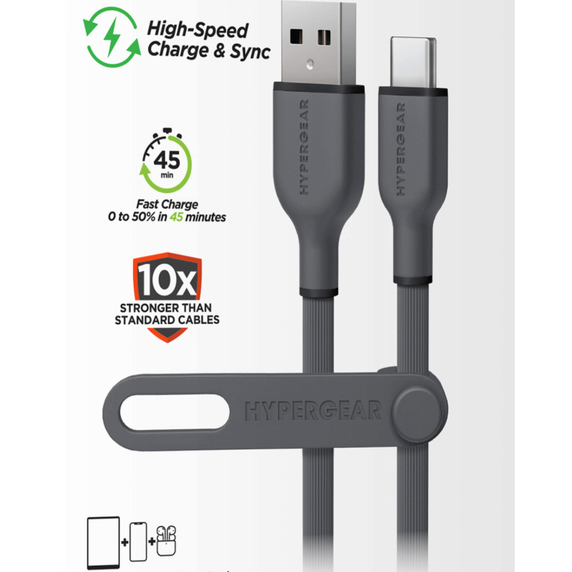 HyperGear Flexi PRO USB to USB-C Cable 10ft Jupiter Gear Home