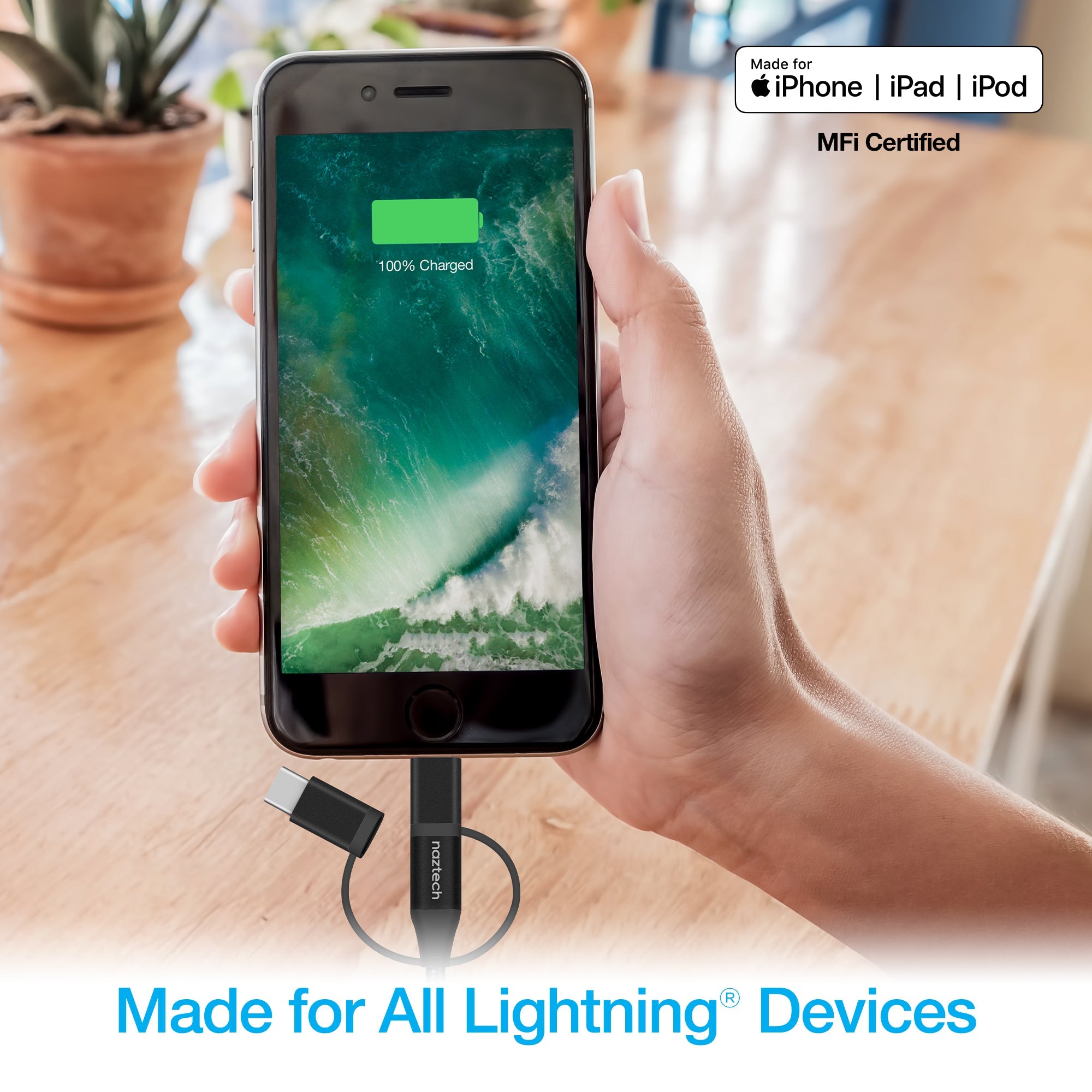 Naztech 3X1 Micro Lightning &amp; USB-C Charge &amp; Sync 6ft Cable Jupiter Gear Home