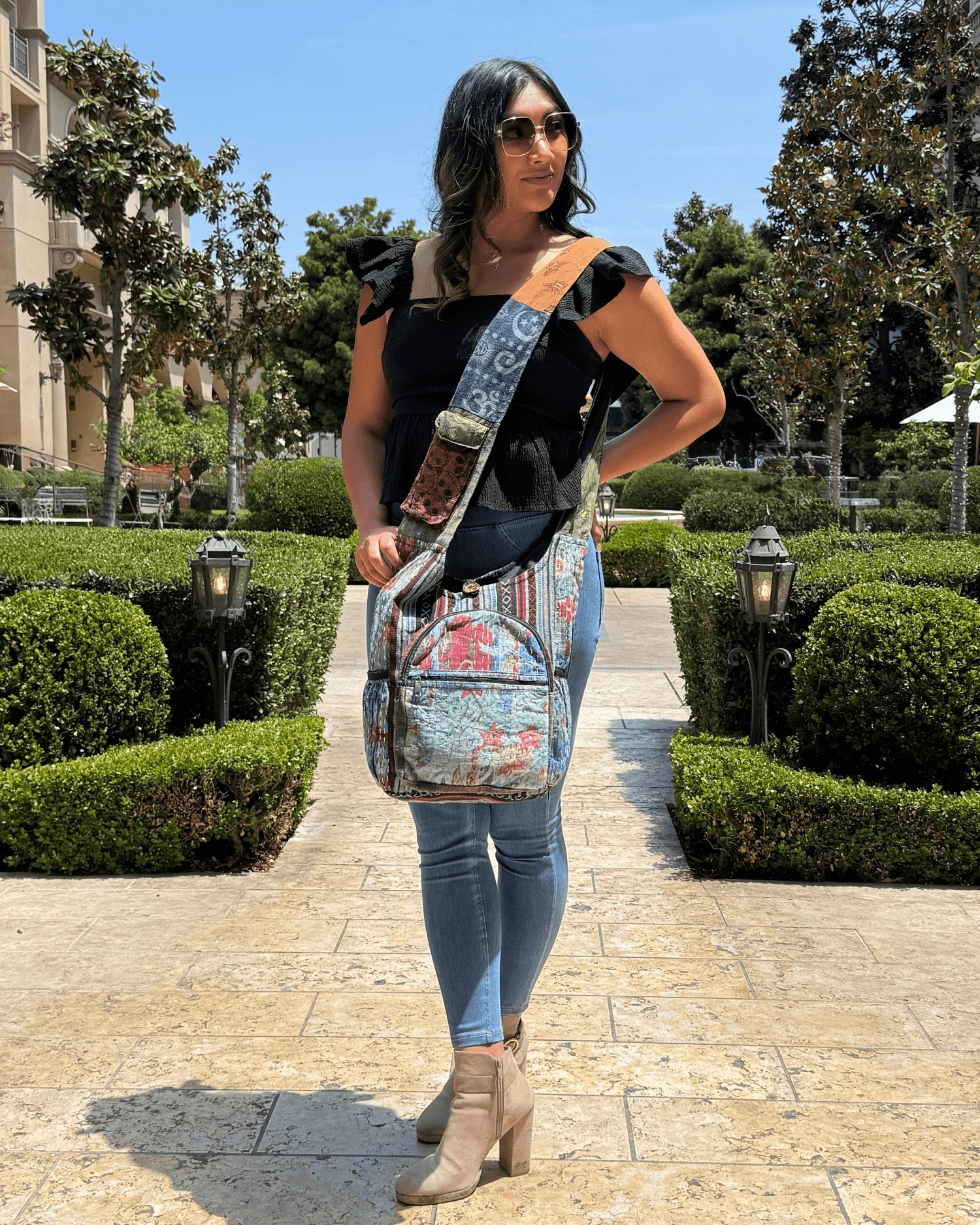 Kathmandu Collection Vintage Patchwork Hobo Bag with Water Bottle Pockets Jupiter Gear Home