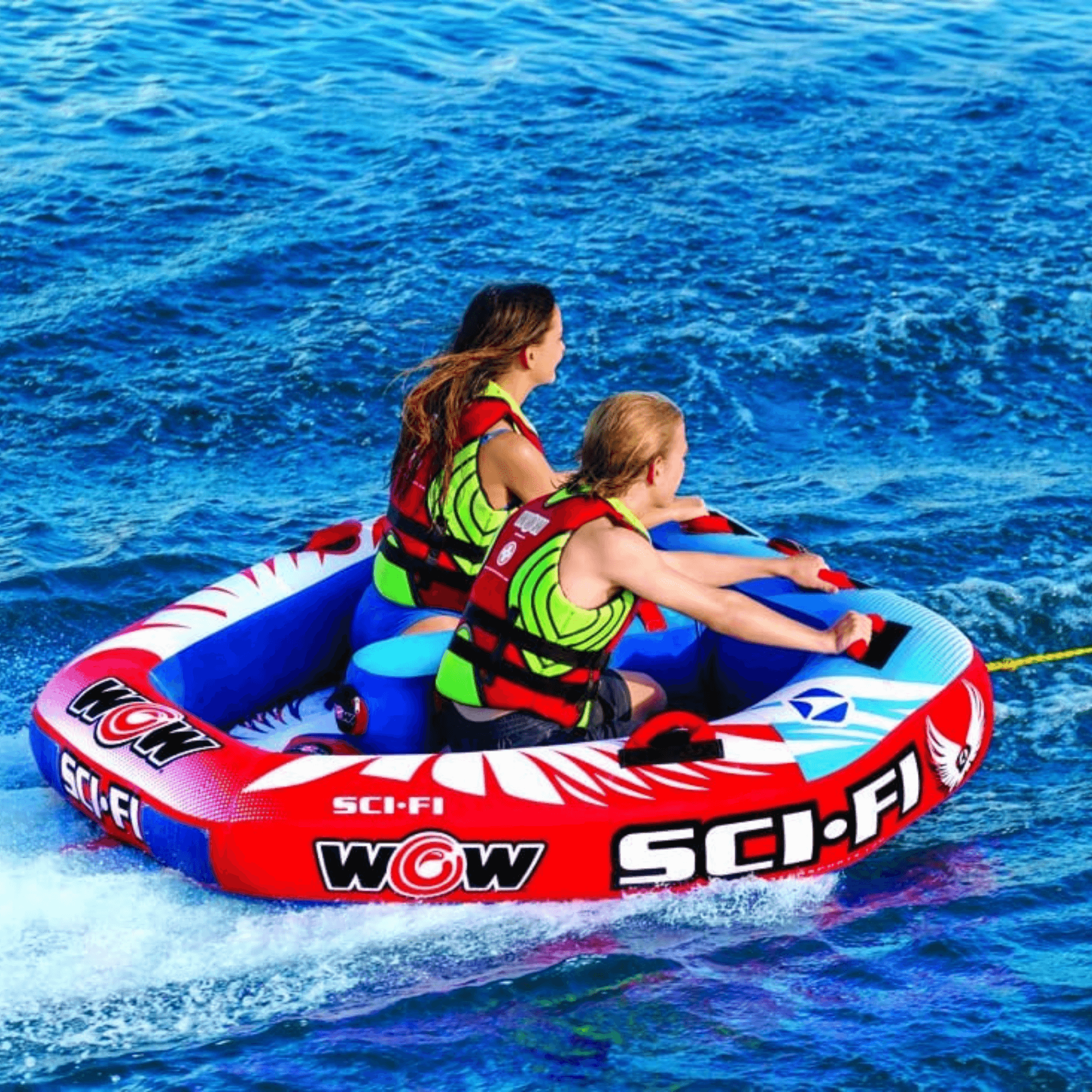 WOW Watersports Sci-Fi 2 Person 2P Cockpit Towable with Inflated Median Jupiter Gear Home