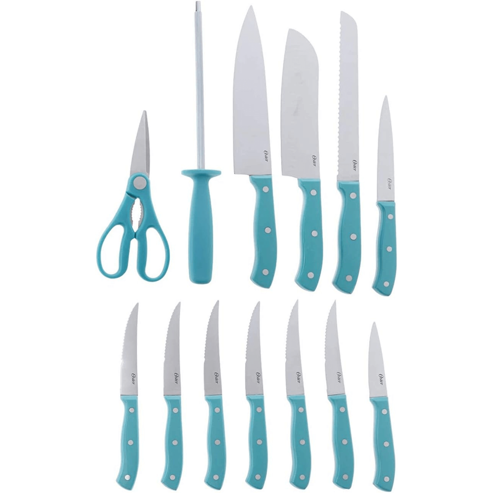 Oster Evansville 14-Piece Butcher Block Cutlery Set Jupiter Gear Home
