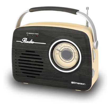Emerson Portable Retro Radio with Built-In Rechargeable Battery and Memory Set Jupiter Gear Home