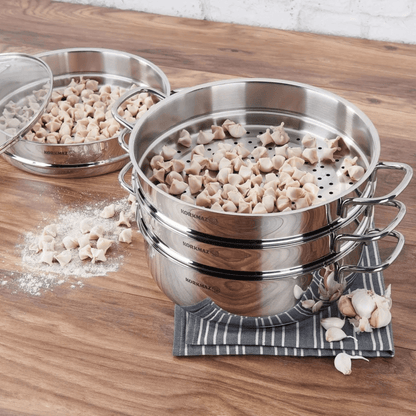 Korkmaz Perla 5-Piece Stainless Steel Manti Steamer Cookware Set Jupiter Gear Home