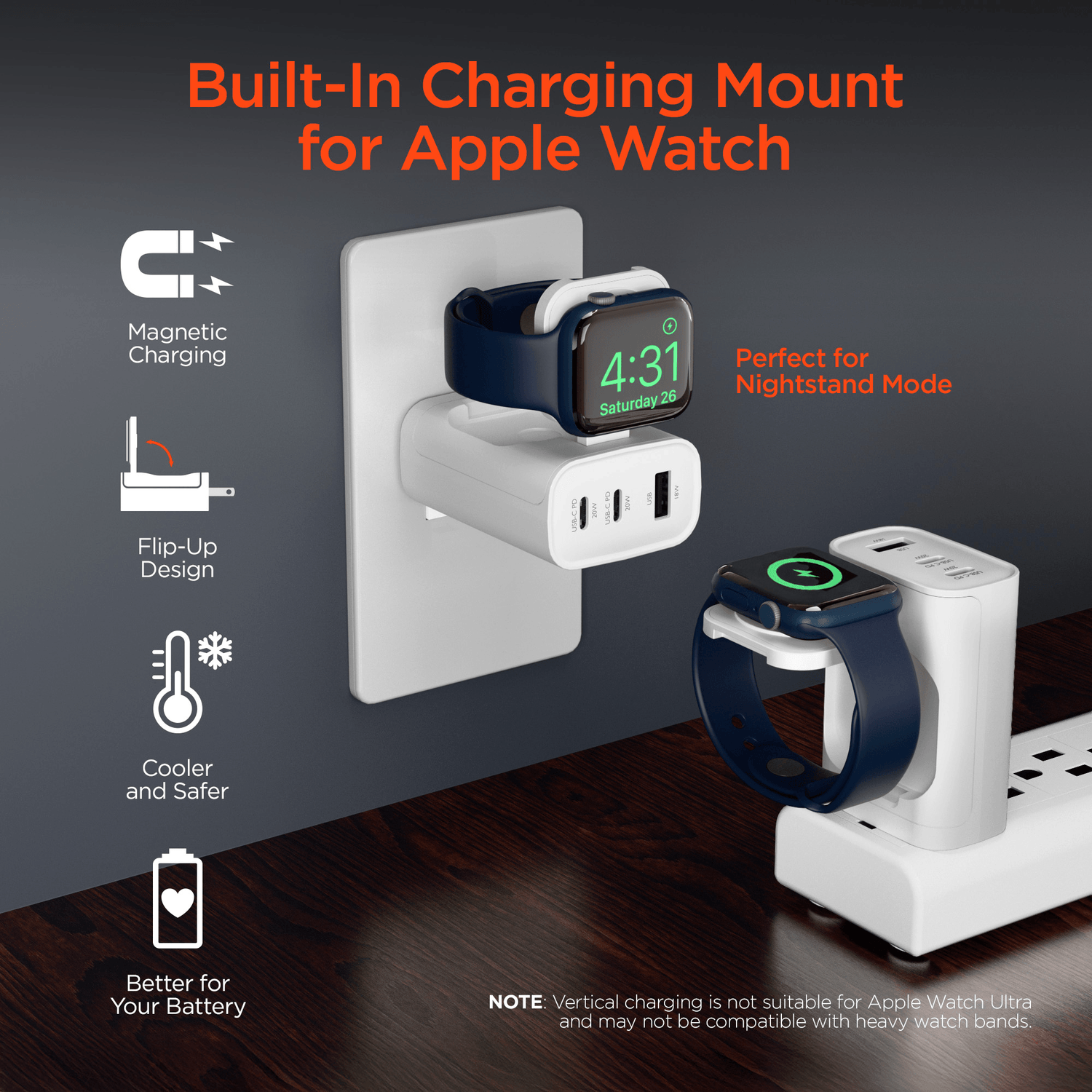 HyperGear SpeedBoost 43W 3-Port Fast Phone and Watch Wall Charger Jupiter Gear Home