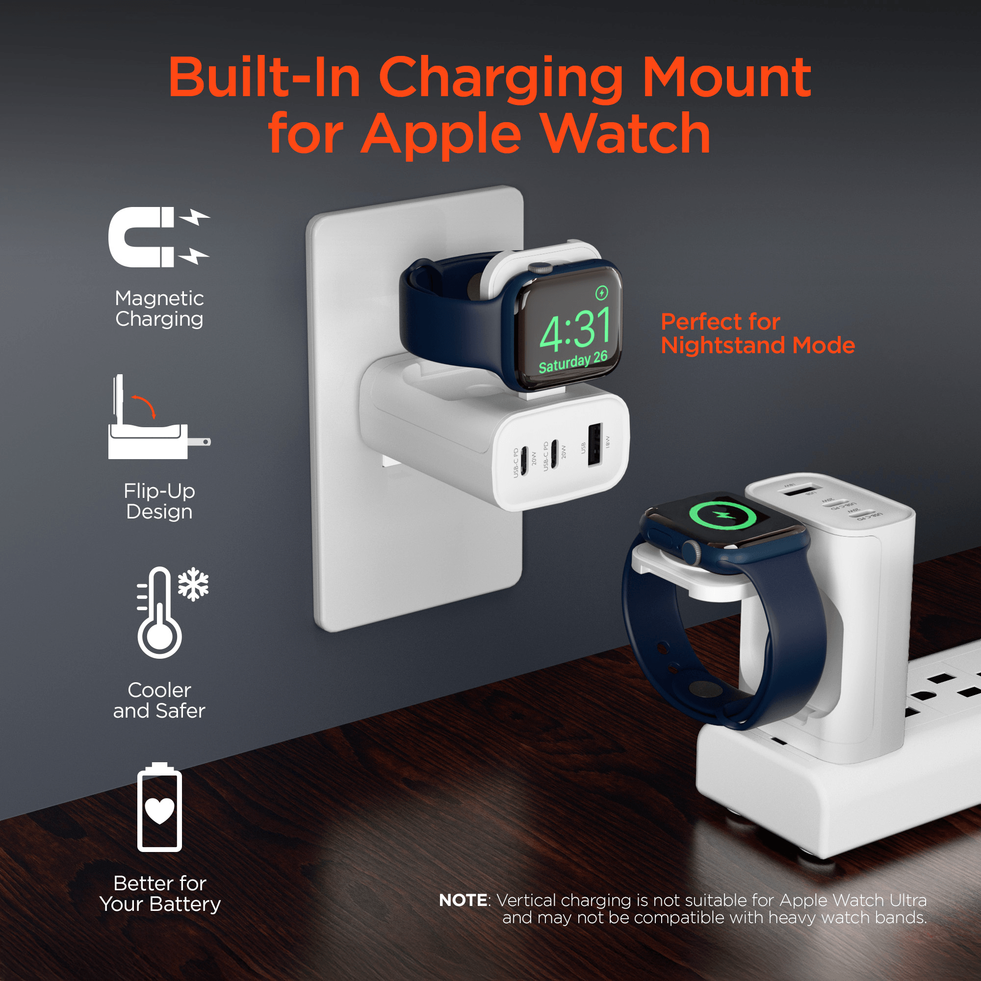HyperGear SpeedBoost 43W 3-Port Fast Phone and Watch Wall Charger Jupiter Gear Home
