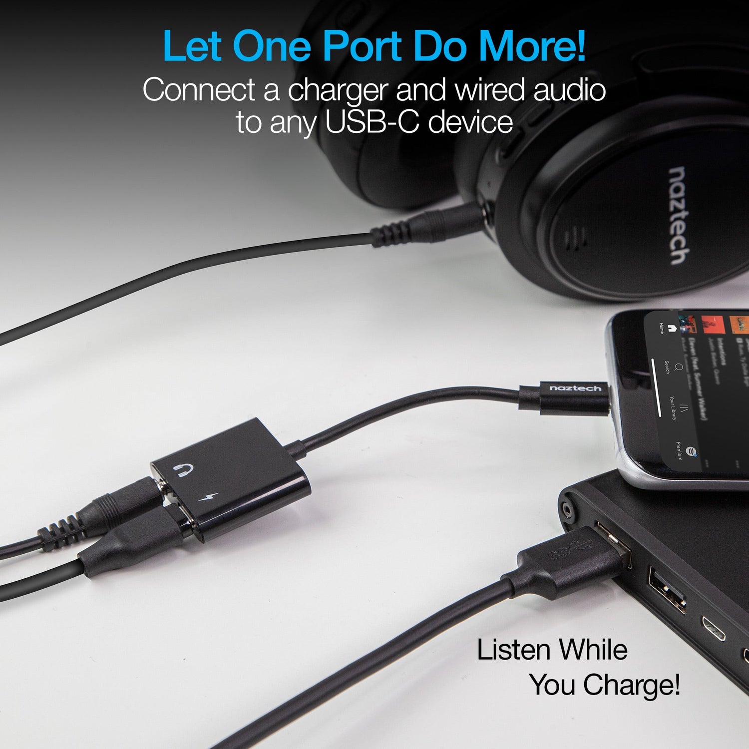 Naztech USB-C and 3.5mm Audio + Charge Adapter Jupiter Gear Home