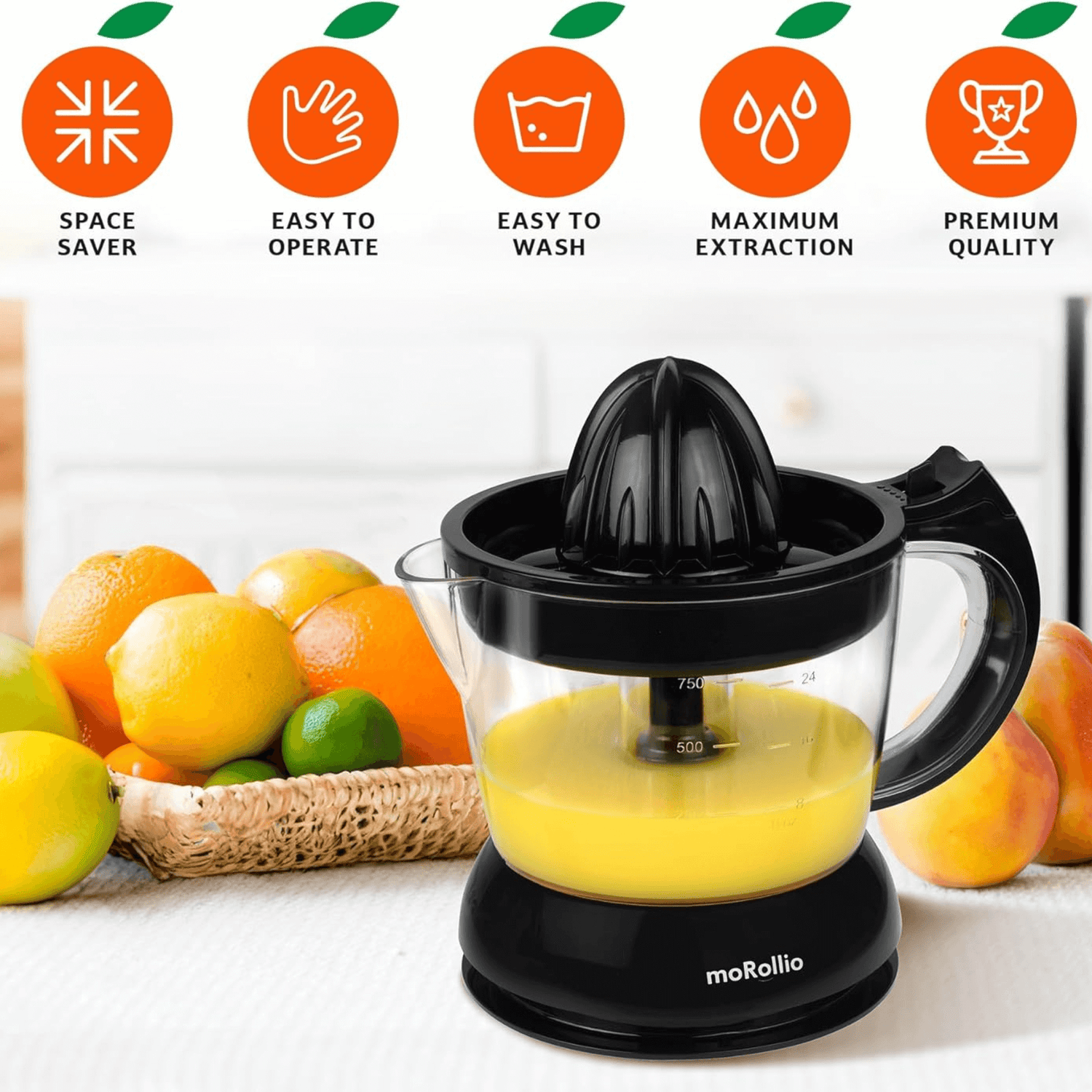 moRollio Compact 24oz Electric Citrus Juicer Jupiter Gear Home