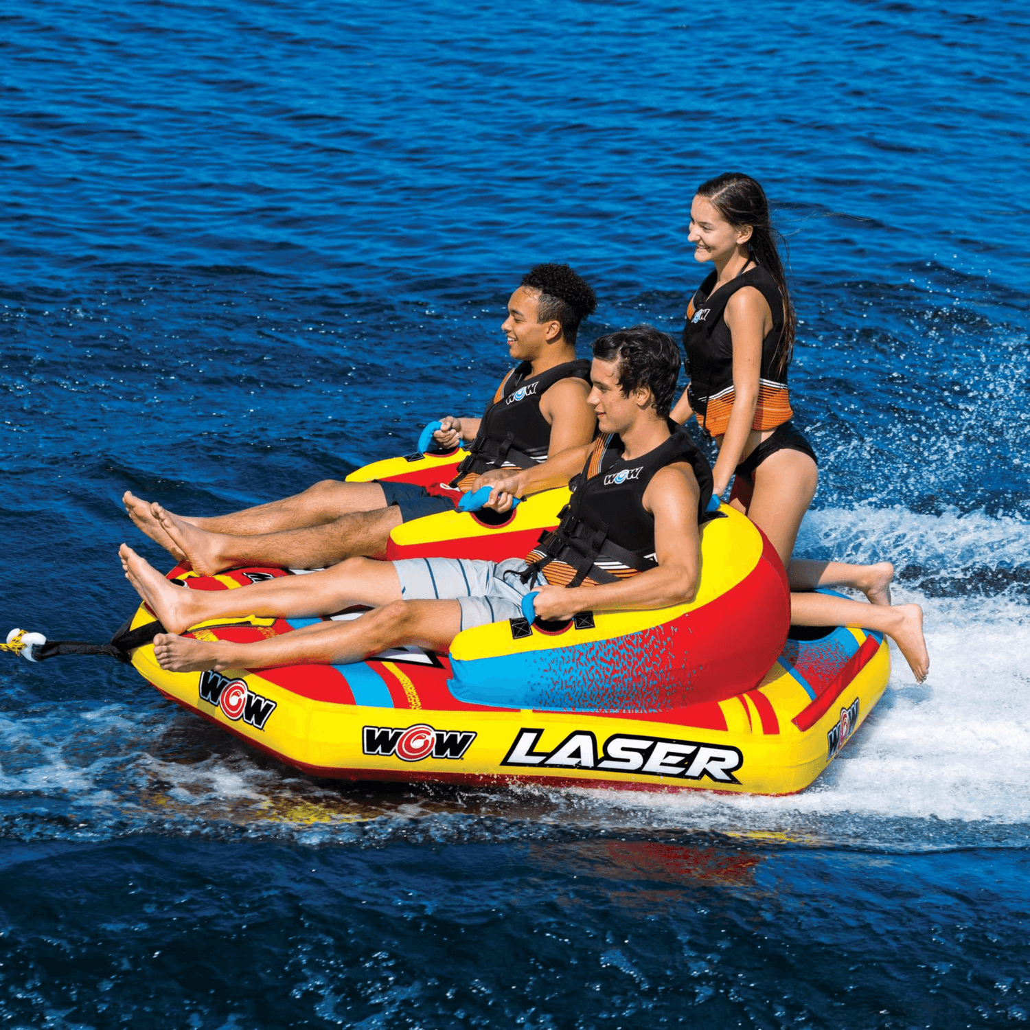 WOW Watersports Laser 3-Person Towable for Sitting and Kneeling Riding Positions Jupiter Gear Home