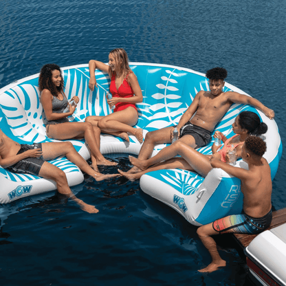 WOW Watersports Inflatable Lounging Resort Island for 6-8 People w Cup Holders Jupiter Gear Home