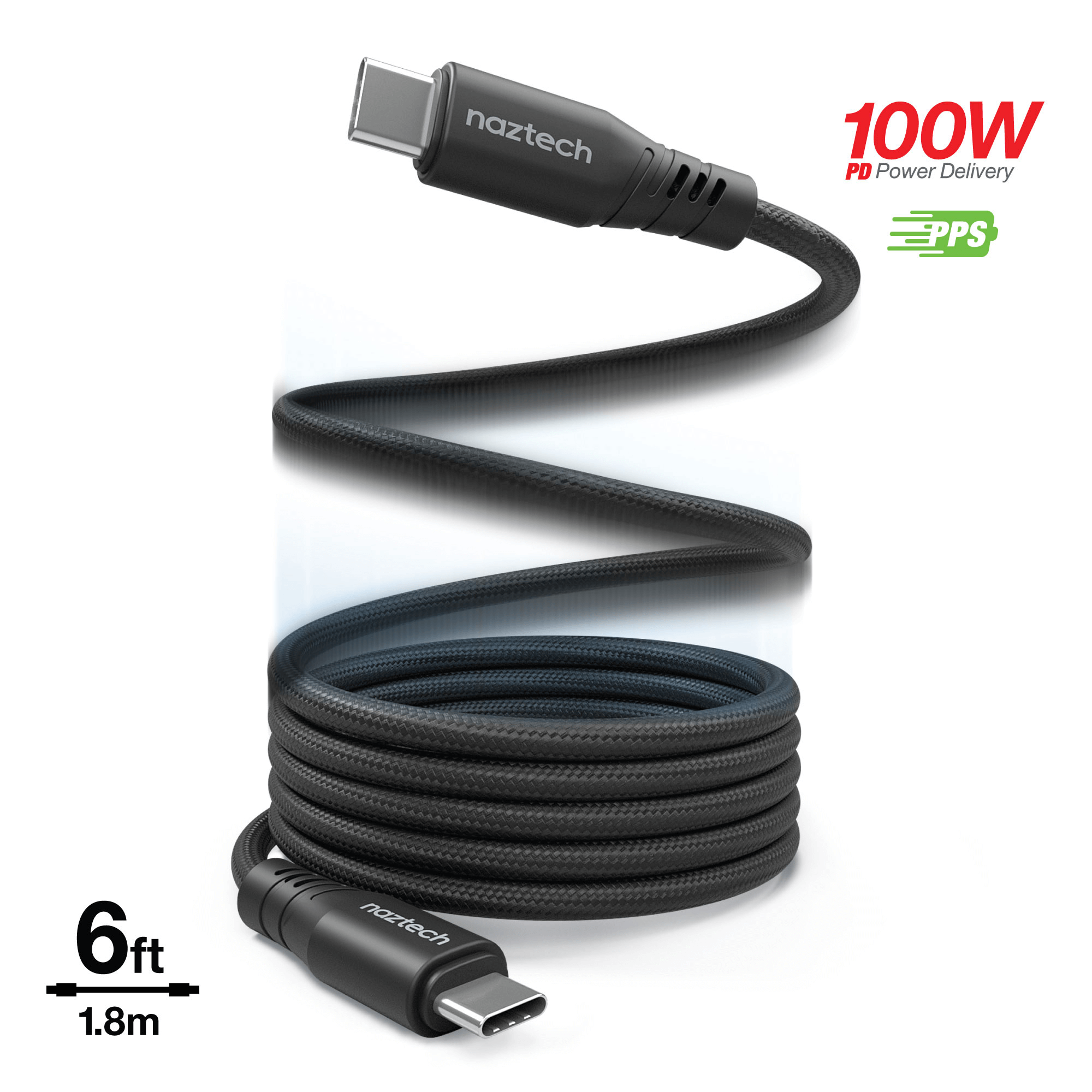 Naztech REcoil USB-C to USB-C Magnetic Cable 6ft Jupiter Gear Home