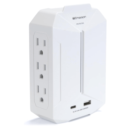 Emerson 6-Outlet + USB Wall Charger with Surge Protection and LED Lighting Jupiter Gear Home