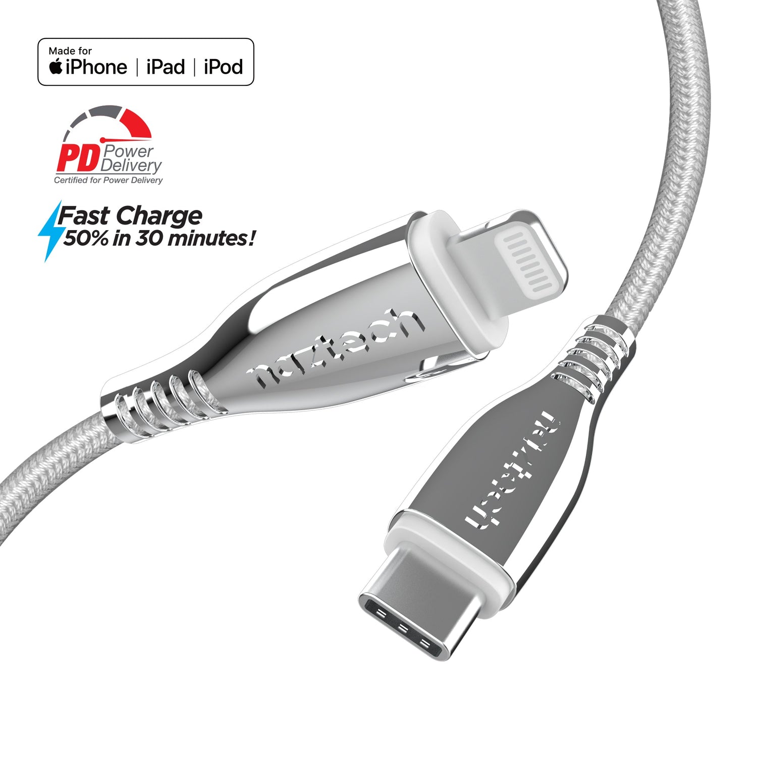 Naztech Titanium USB-C to Lightning Braided Cable 6ft Jupiter Gear Home