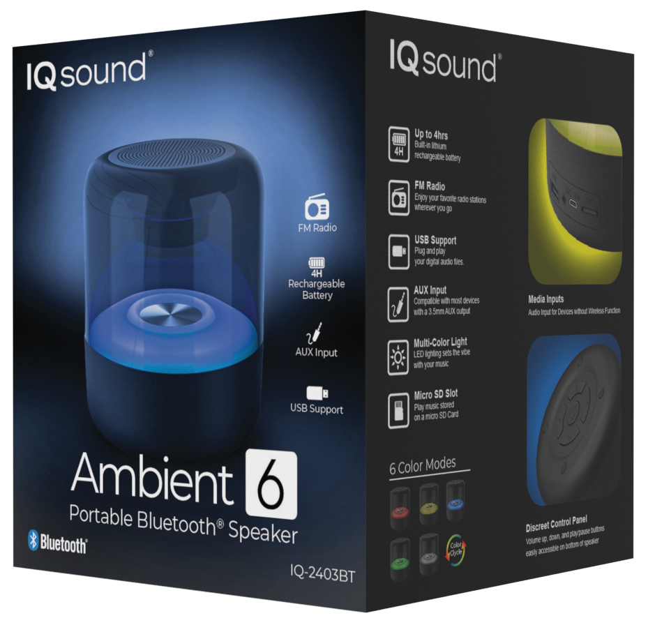 Supersonic Ambient 6" Portable Bluetooth Speaker with FM Radio &amp; 4 Hrs Playtime (IQ-2403BT) Jupiter Gear Home