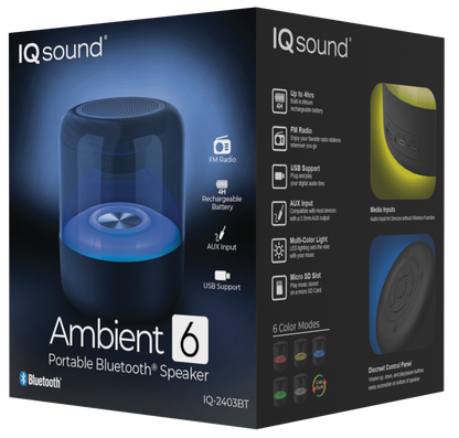 Supersonic Ambient 6" Portable Bluetooth Speaker with FM Radio &amp; 4 Hrs Playtime (IQ-2403BT) Jupiter Gear Home