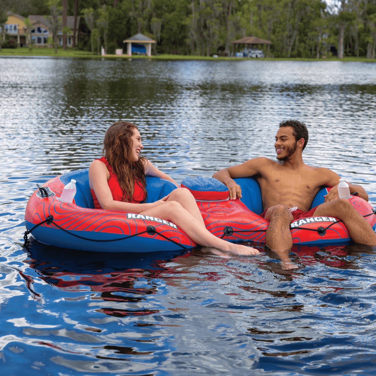 WOW Watersports Ranger 2-Person River Tube with Mesh Bottom and Cup Holders Jupiter Gear Home