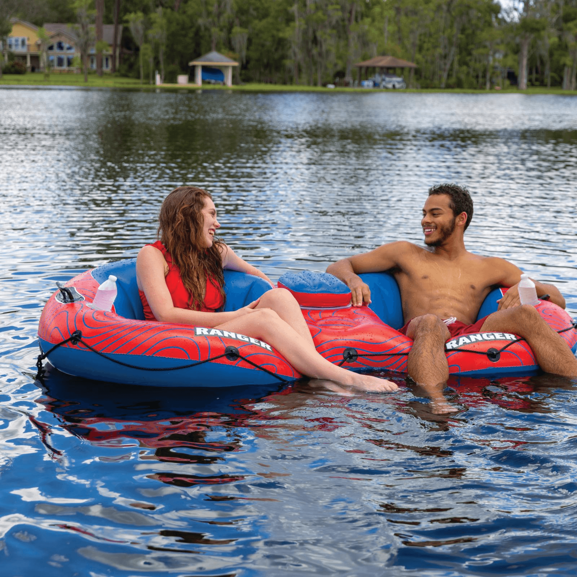 WOW Watersports Ranger 2-Person River Tube with Mesh Bottom and Cup Holders Jupiter Gear Home