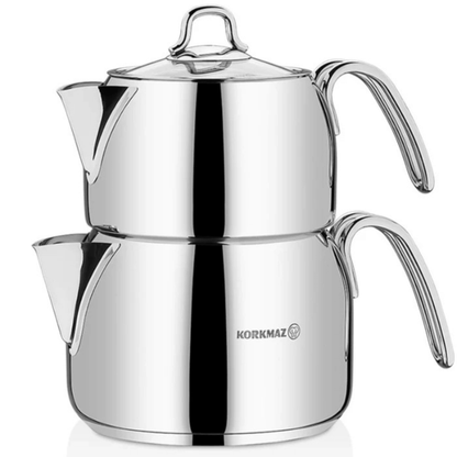 Korkmaz Perla Mega 3-Piece Stainless Steel Teapot Set Jupiter Gear Home