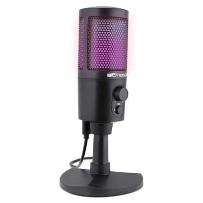Emerson USB Gaming &amp; Streaming Microphone with RGB Lighting with Tap-to-Mute Jupiter Gear Home