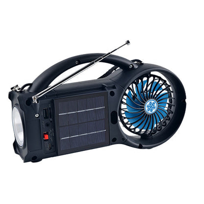 Supersonic Solar Power Bluetooth Speaker with FM Radio, LED Torch Light &amp; Fan Jupiter Gear Home