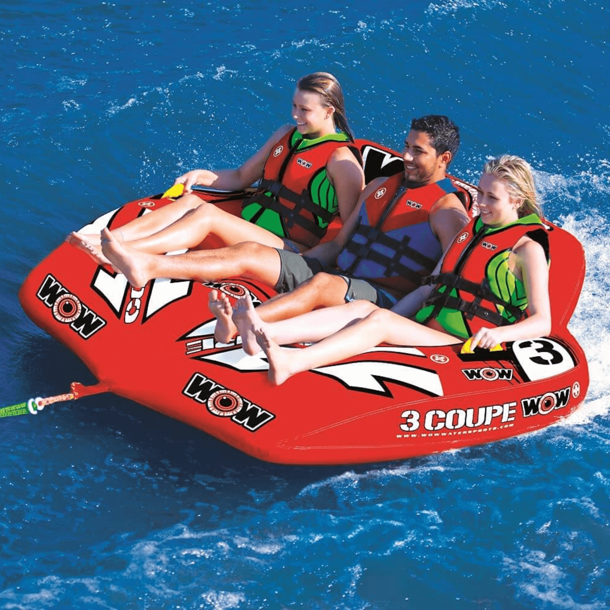 WOW Watersports 3-Person Coupe Cockpit Towable with Drop Speed Bottom Jupiter Gear Home