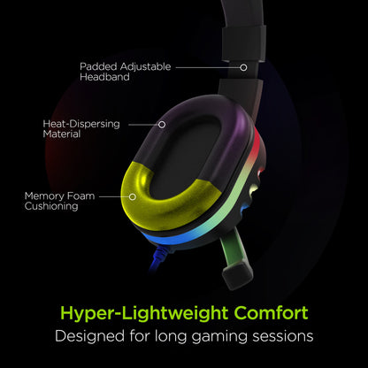 HyperGear SoundRecon RGB LED Gaming Headset w 7 Color Lights &amp; Mic Jupiter Gear Home