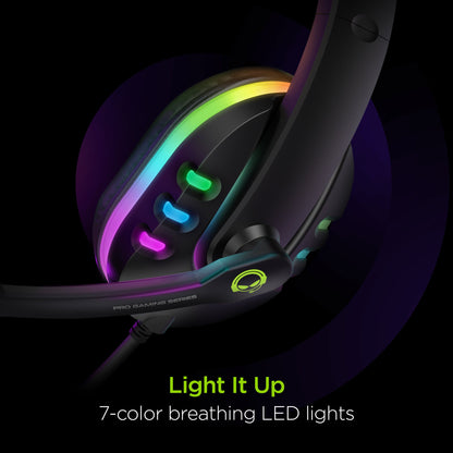 HyperGear SoundRecon RGB LED Gaming Headset w 7 Color Lights &amp; Mic Jupiter Gear Home
