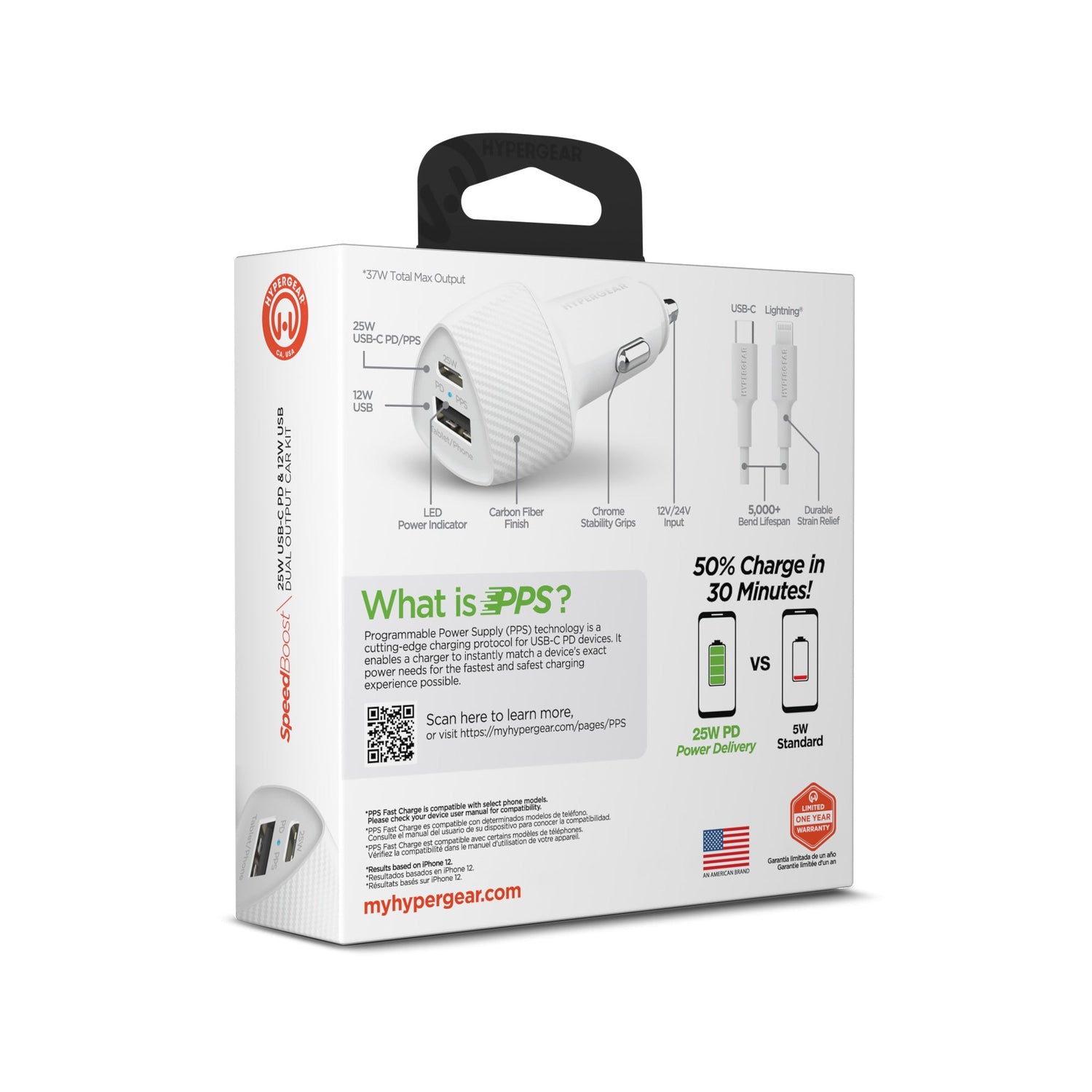 HyperGear SpeedBoost 25W PD Lightning Car Kit w Fast-Charging Tech Jupiter Gear Home