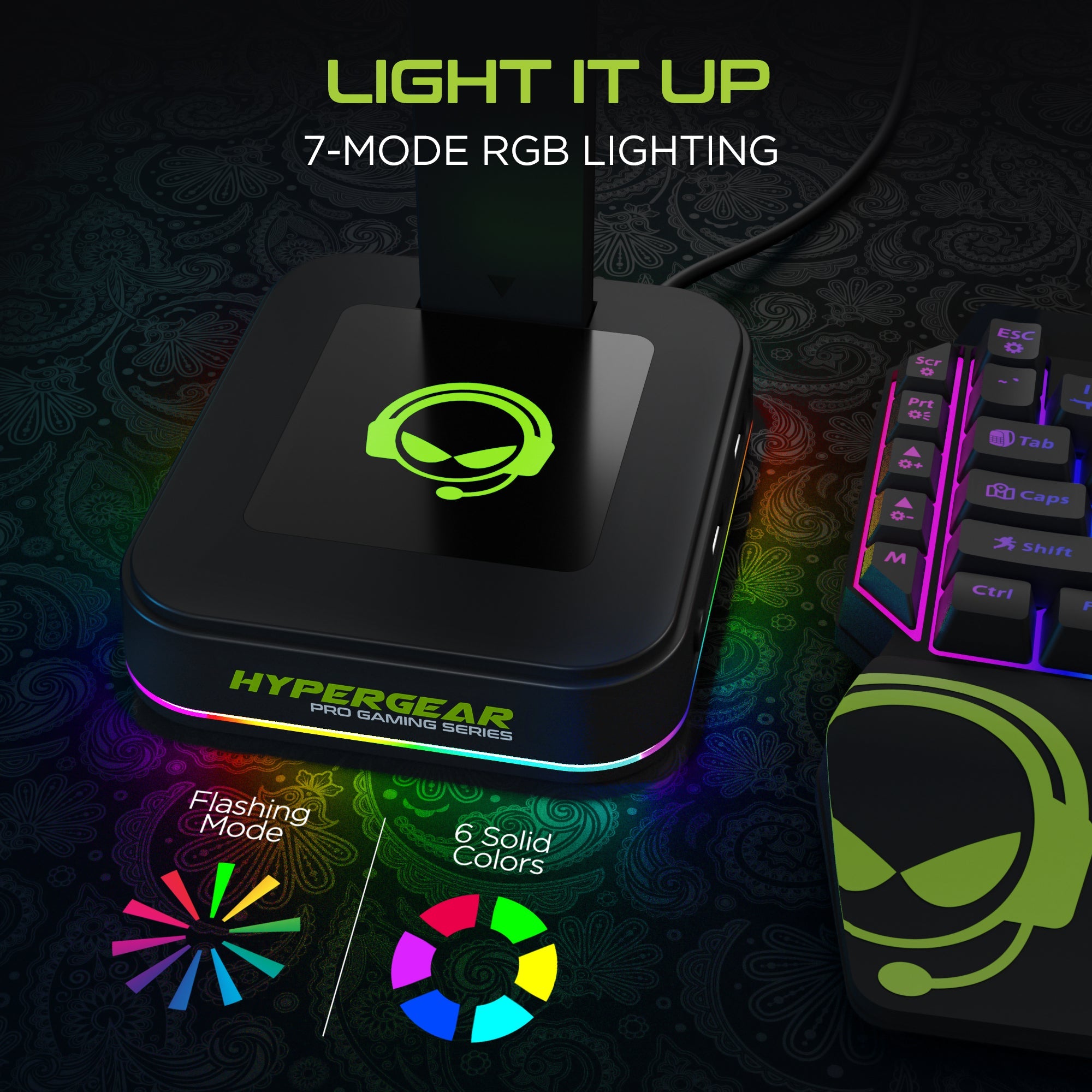 HyperGear RGB Command Station Headset Stand w 6 Color Light Effects Jupiter Gear Home