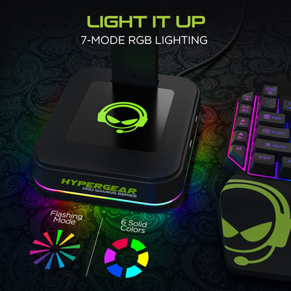 HyperGear RGB Command Station Headset Stand w 6 Color Light Effects Jupiter Gear Home
