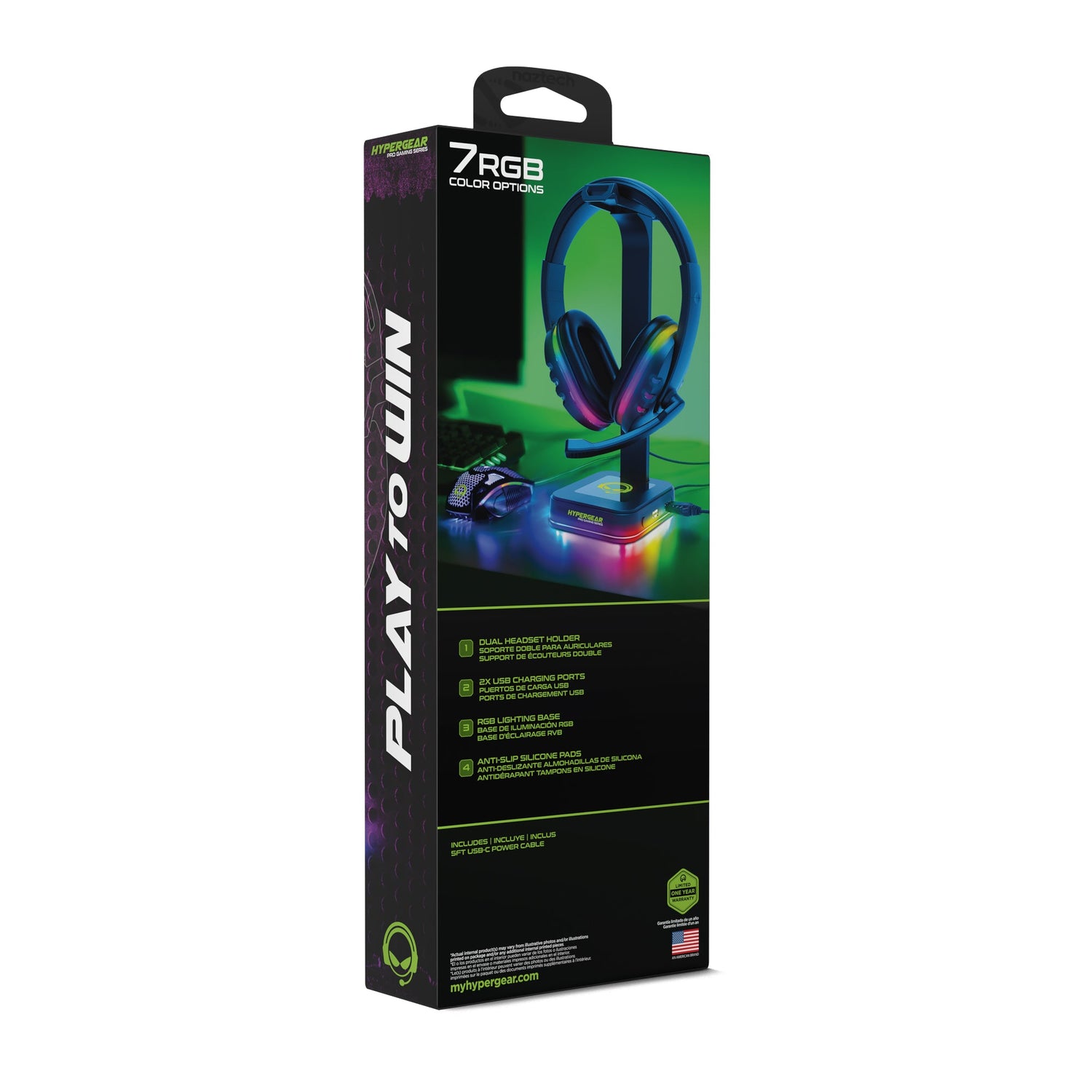 HyperGear RGB Command Station Headset Stand w 6 Color Light Effects Jupiter Gear Home