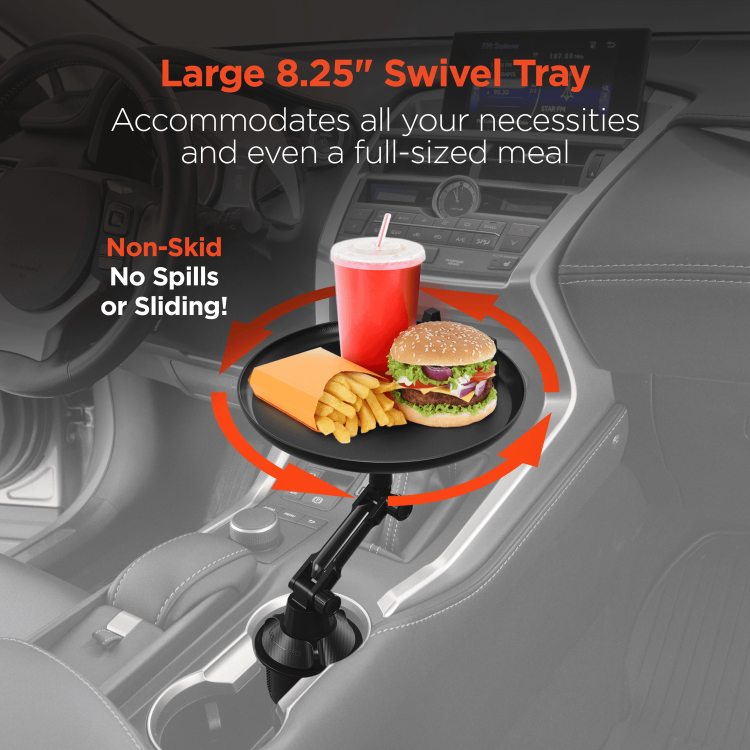 HyperGear Car Caddy Cup Holder Swivel Tray Expandable w Phone Mount Jupiter Gear Home