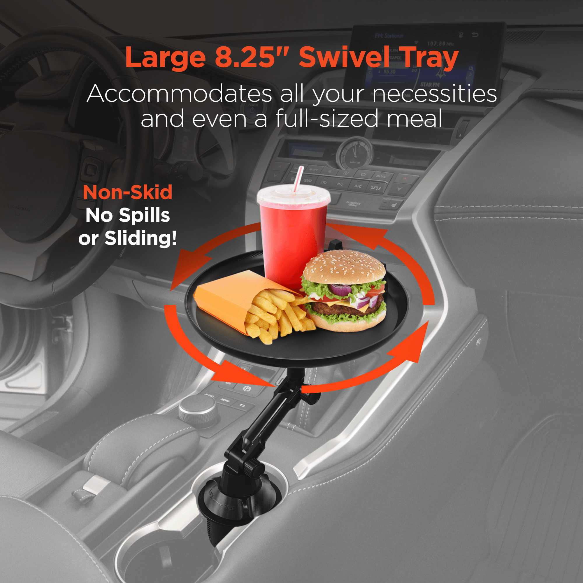 HyperGear Car Caddy Cup Holder Swivel Tray Expandable w Phone Mount Jupiter Gear Home