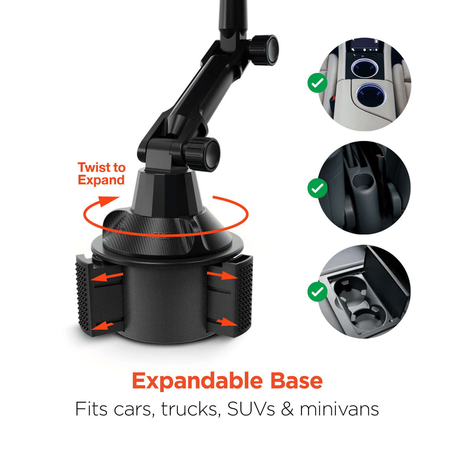 HyperGear Car Caddy Cup Holder Swivel Tray Expandable w Phone Mount Jupiter Gear Home