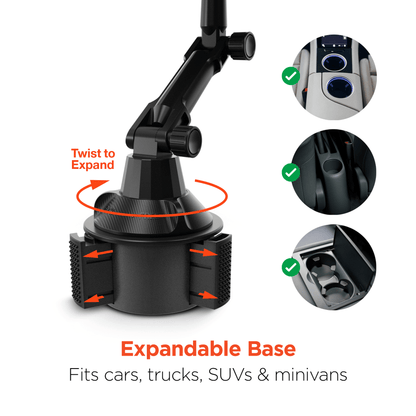 HyperGear Car Caddy Cup Holder Swivel Tray Expandable w Phone Mount Jupiter Gear Home