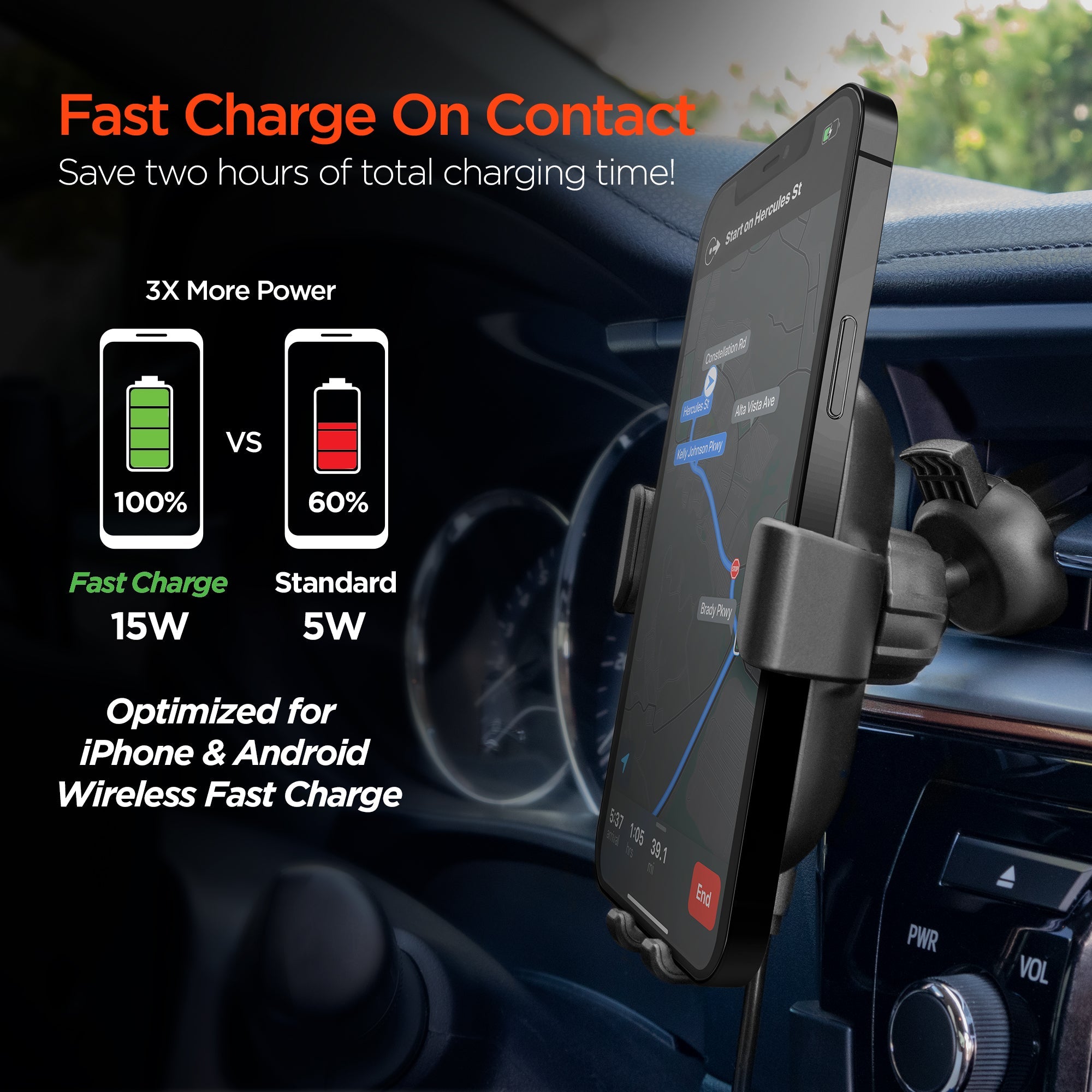 HyperGear Gravity 15W Wireless Fast Charge Mount - Hands-Free Jupiter Gear Home