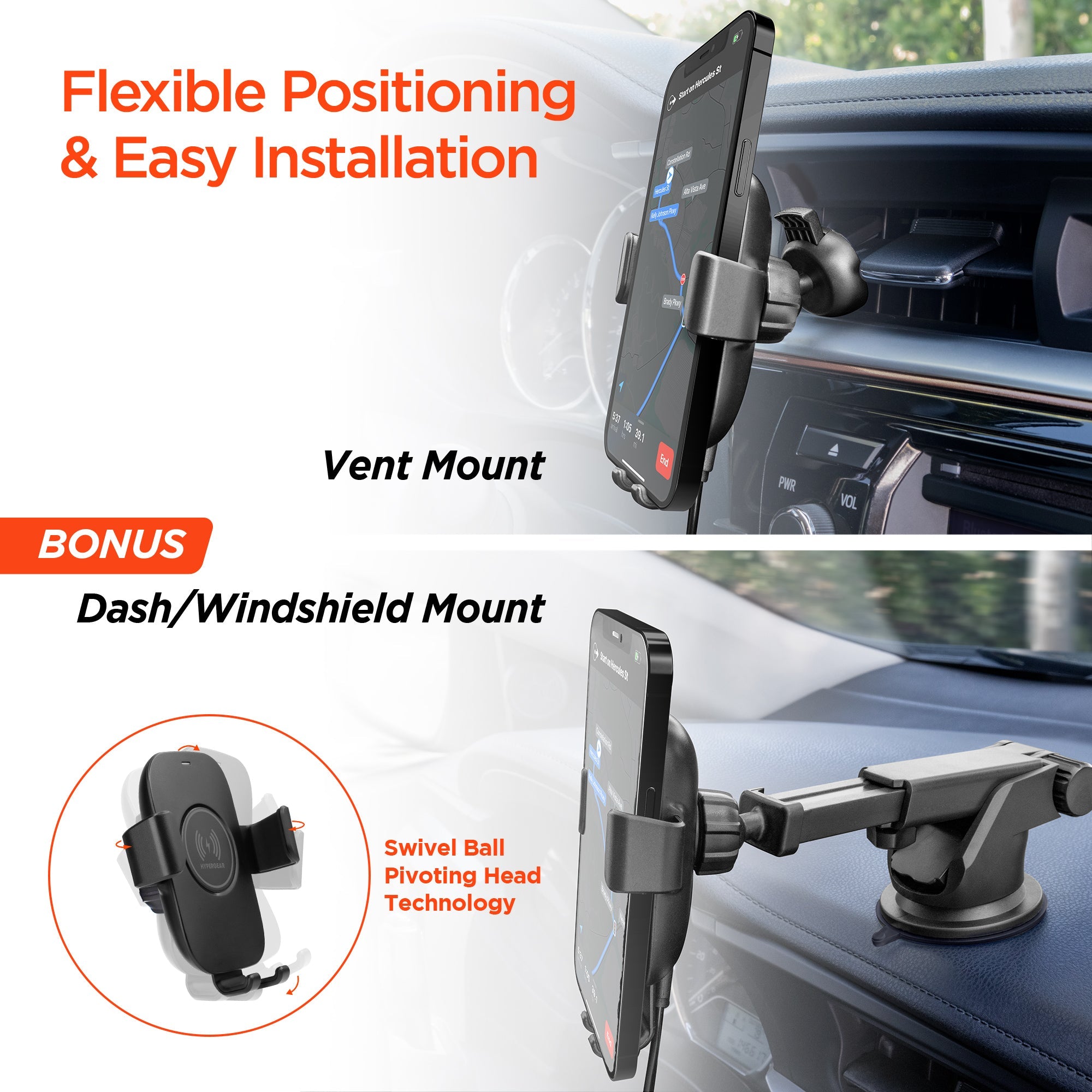 HyperGear Gravity 15W Wireless Fast Charge Mount - Hands-Free Jupiter Gear Home