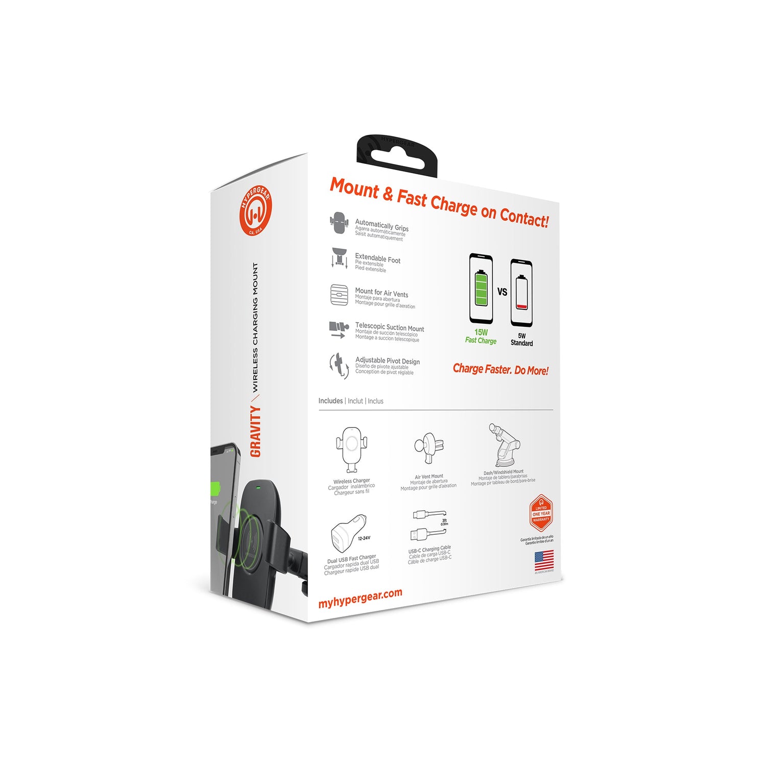 HyperGear Gravity 15W Wireless Fast Charge Mount - Hands-Free Jupiter Gear Home
