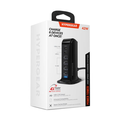HyperGear Power Tower 42W 6 USB Charging Station Jupiter Gear Home