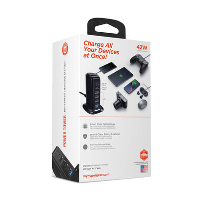HyperGear Power Tower 42W 6 USB Charging Station Jupiter Gear Home