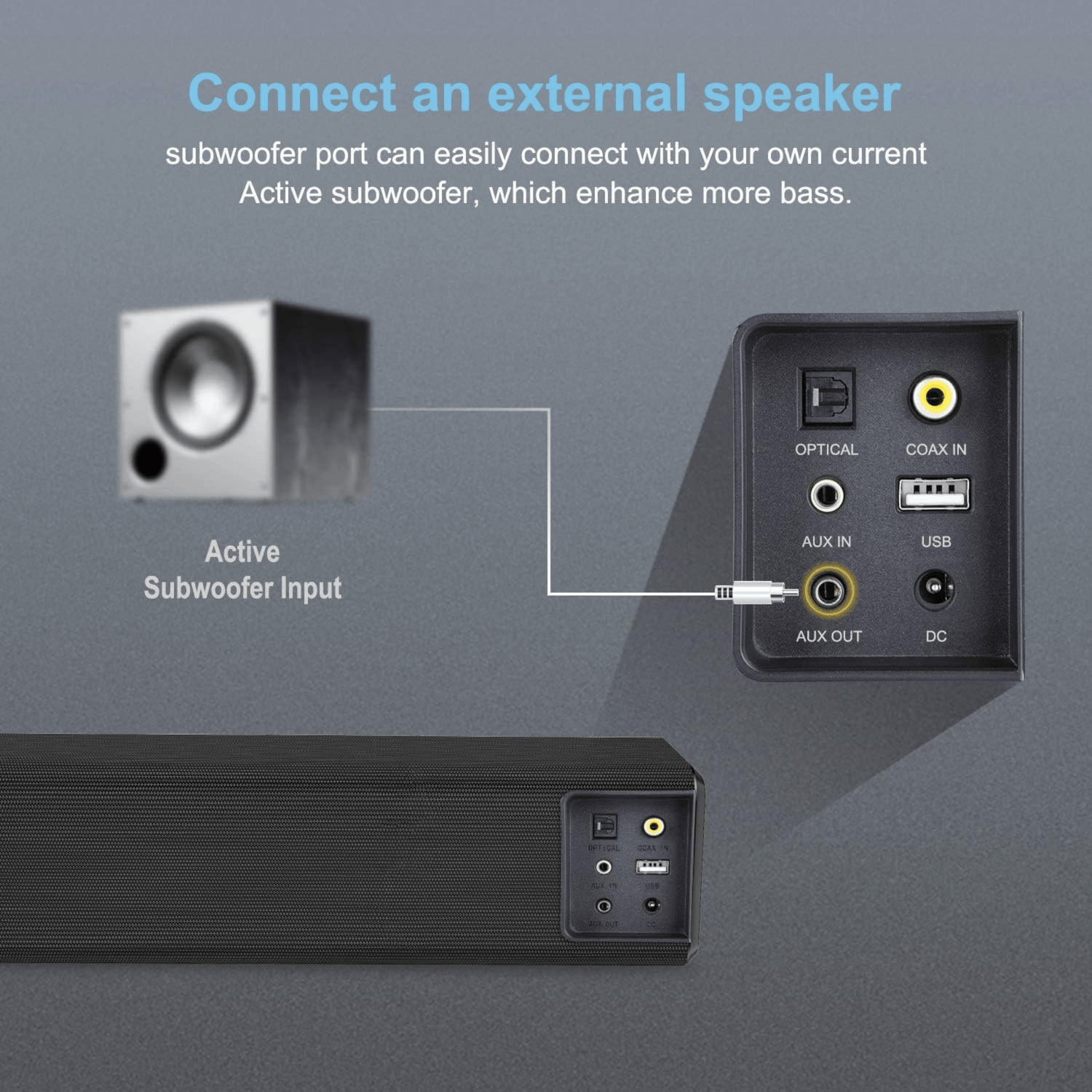 Norcent KB2020 Black Mamba Series 32" 100W Bluetooth Sound Bar w Remote Control Jupiter Gear Home