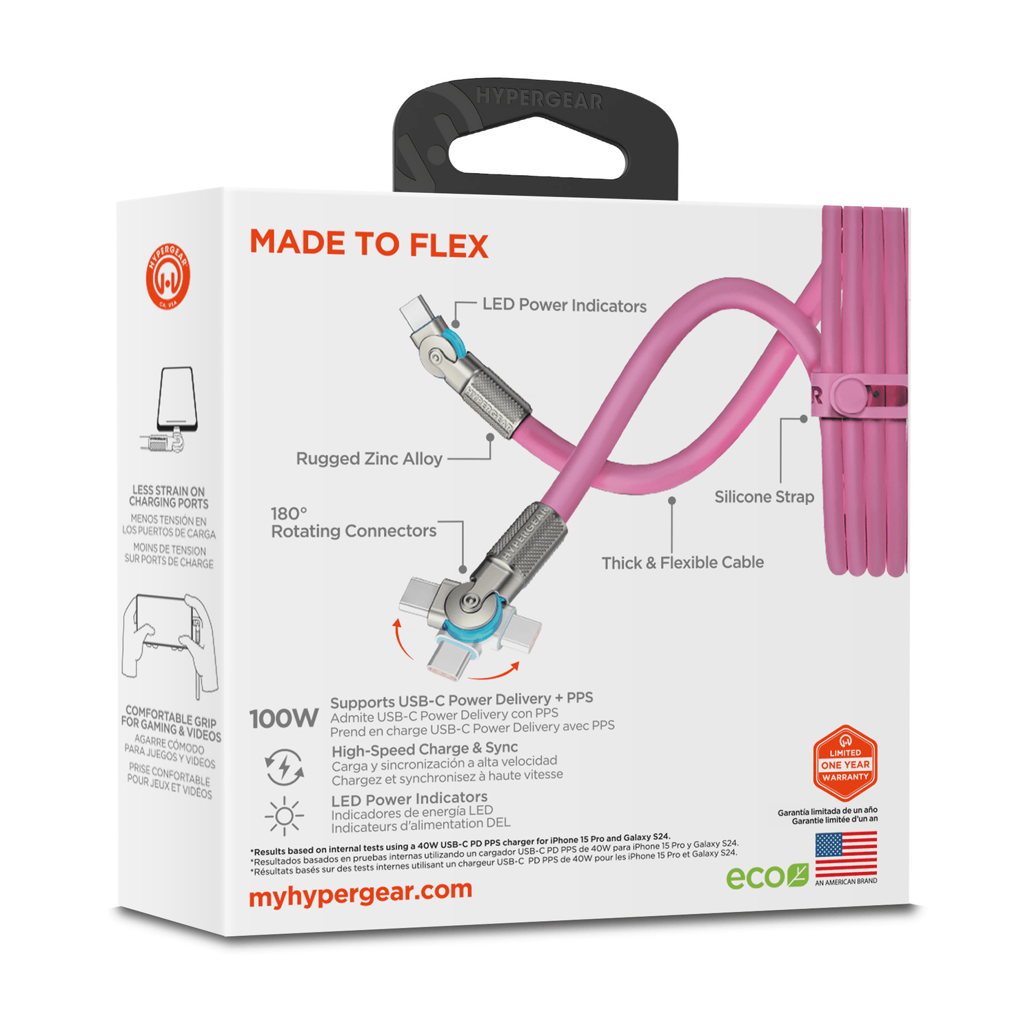 HyperGear Chunky180° 100W USB-C to USB-C Rugged Fast Charge Cable 12ft Jupiter Gear Home