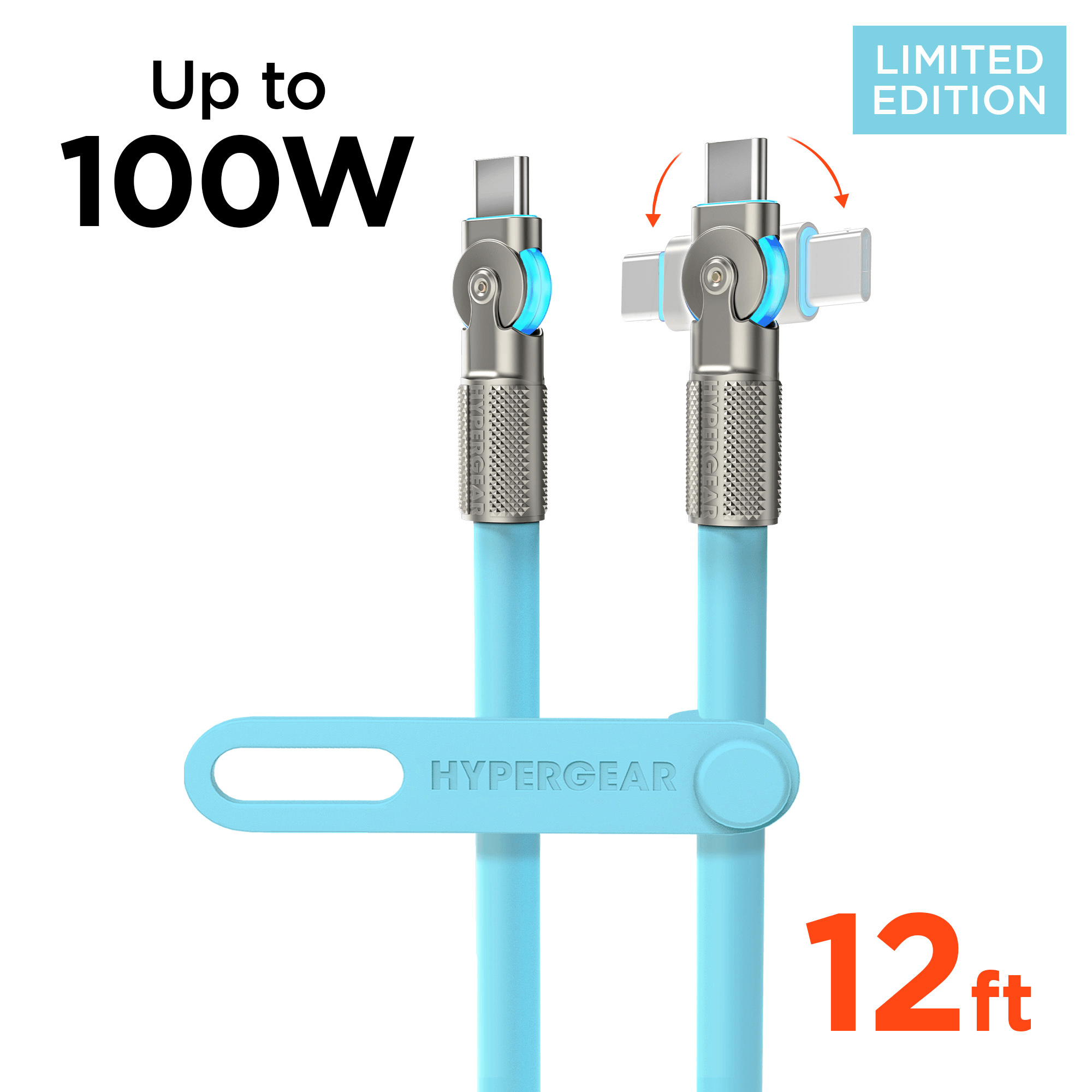 HyperGear Chunky180° 100W USB-C to USB-C Rugged Fast Charge Cable 12ft Jupiter Gear Home