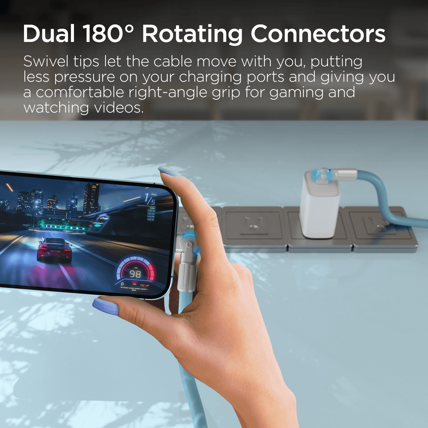 HyperGear Chunky180° 100W USB-C to USB-C Rugged Fast Charge Cable 12ft Jupiter Gear Home