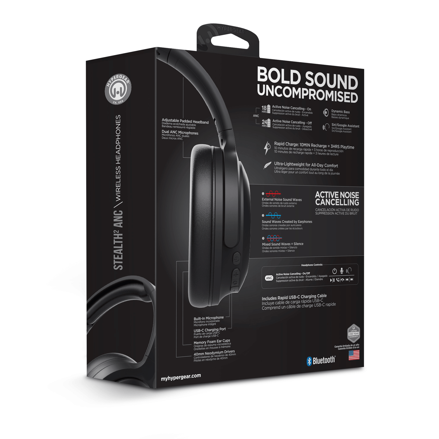 HyperGear Stealth2 ANC Wireless Headphones Jupiter Gear Home