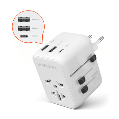 HyperGear WorldCharge Universal Travel Adapter with USB-C Jupiter Gear Home