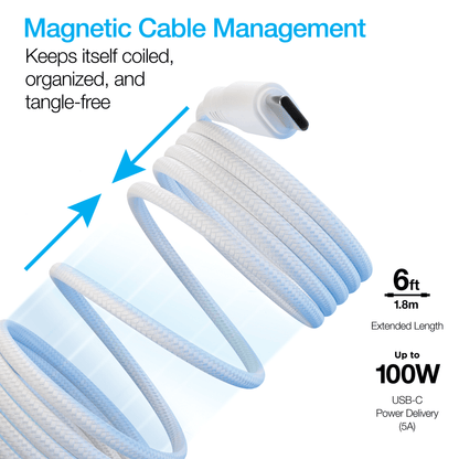 Naztech REcoil USB-C to USB-C Magnetic Cable 6ft Jupiter Gear Home