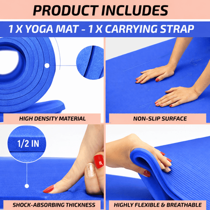 XGear Fitness Thick Travel Yoga Mat with Carrying Strap Jupiter Gear Home